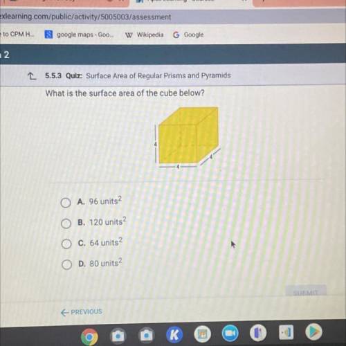 What is the surface area of the cube below