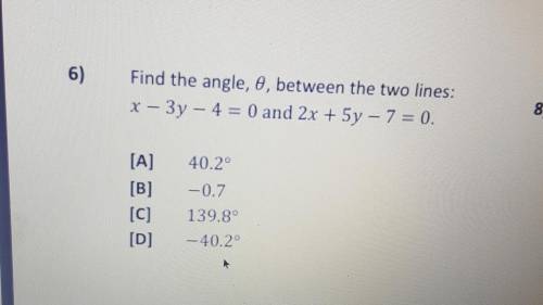 Find the angle Ø between the two lines​