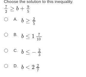 Choose the solution to this inequality.
72≥b+95