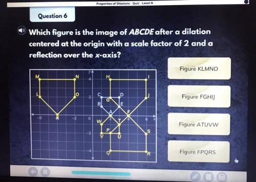 Which figure is the image of ABCDE after a dilation

centered at the origin with a scale factor of