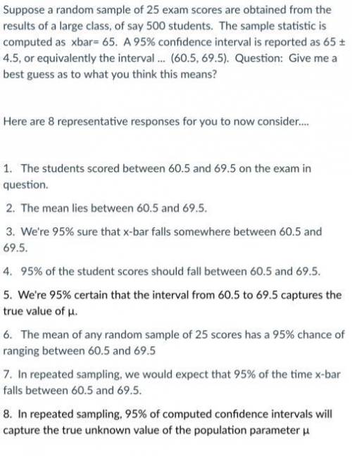 Suppose a random sample of 25 exam scores are obtained from the results of a large class, of say 50