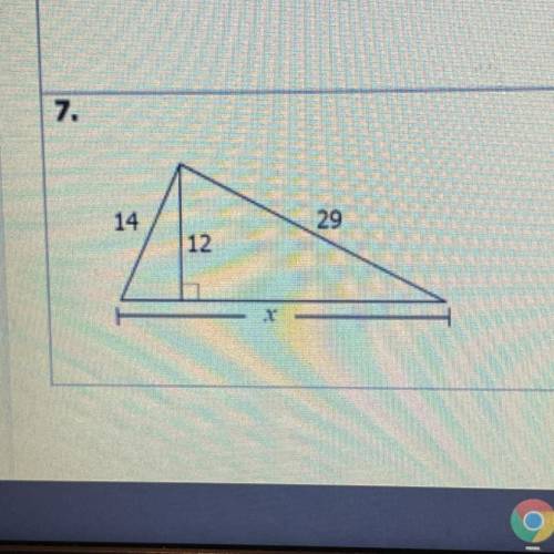 Find x using the pythagorean theorem