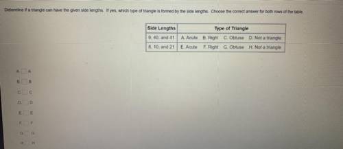 Determine if a triangle can have the given side lengths. If yes, which type of triangle is formed b