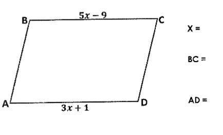 Given that ABCD is a parallelogram. Find the following