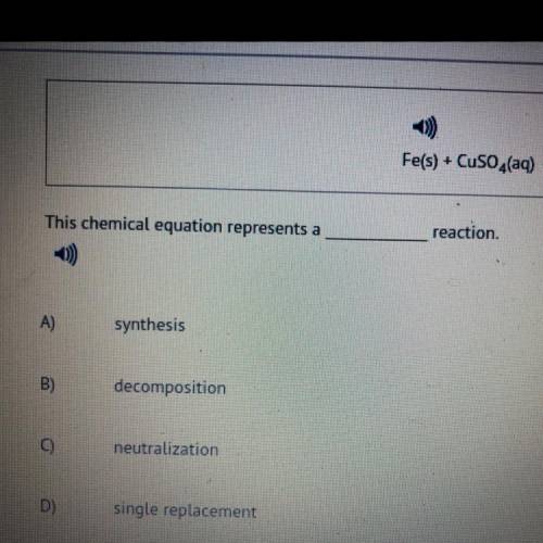 This chemical equation represents a
reaction.
