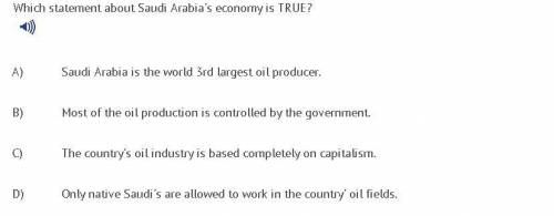 Which statement about Saudi Arabia's economy is TRUE?