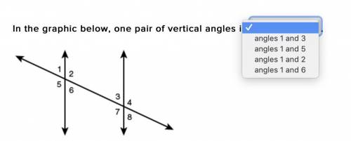 In the graphic below, one pair of vertical angles is
