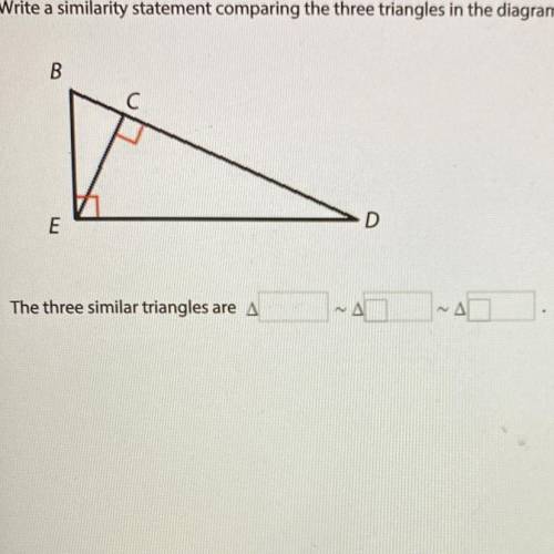 Write a similarly comparing the three triangles in the diagram
