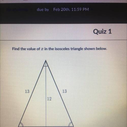 What is the value of X in this isosceles triangle? Thank you