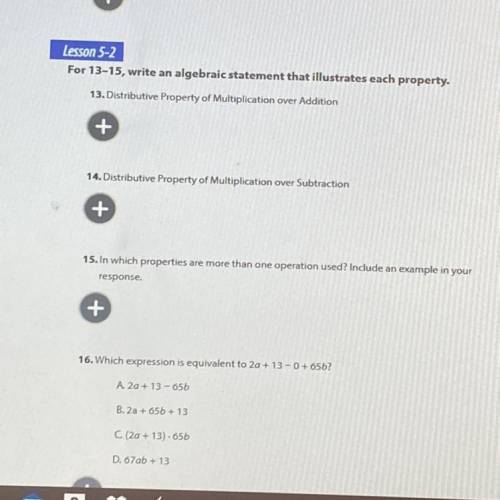 Can someone please help me with 13-16 it’s urgent I need help
