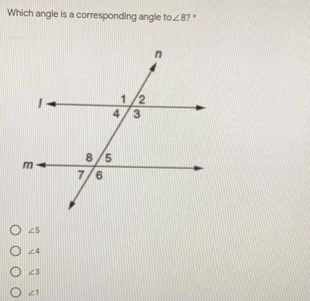 Which angle is a corresponding angle to 8?