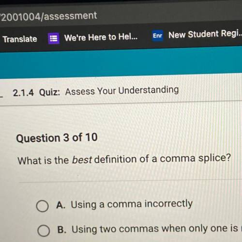 What is the best definition of a comma splice