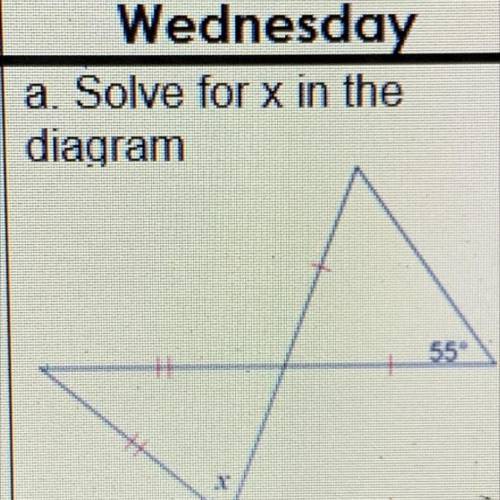 A. Solve for x in the
diagram