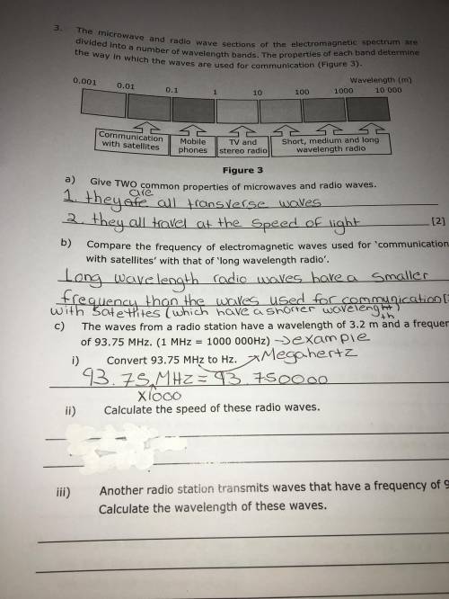 I need help with question ii) Calculate the speed of these radio waves.

 
I don't know if I starte