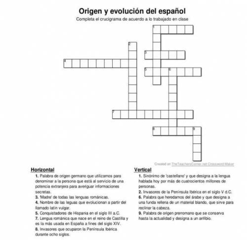 Resuelve el crucigrama acerca del origen del español