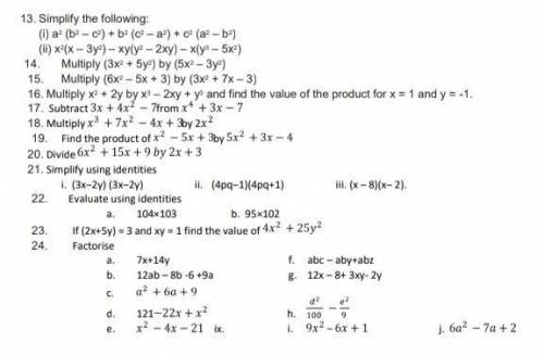 ALGEBRAIC EXPRESSION, FACTORIZATION AND IDENTITIES... pls help me in this... (2)​