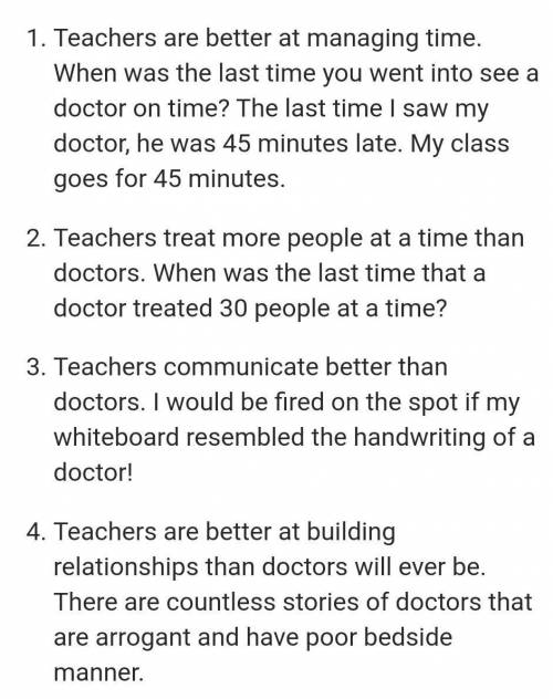Five Ressons which shows thatteacher is better than a doctor​