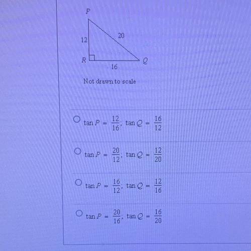 Write the tangent ratios for angle p and angle q