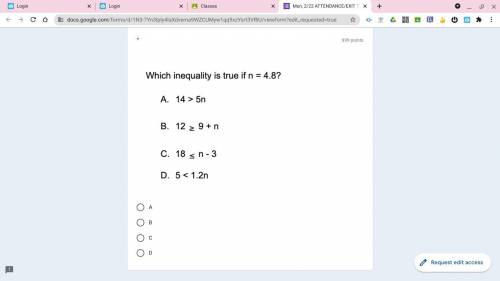 Which inequality is true if n=48