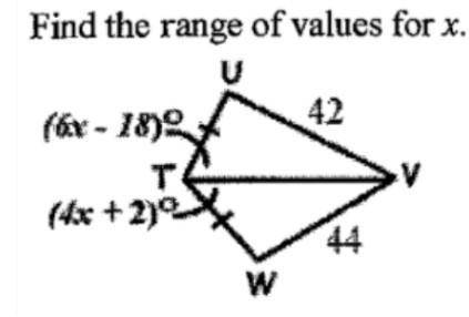 Find the range of values for x 
See pic