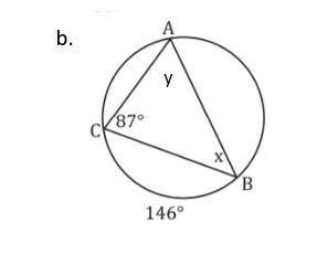 In the diagrams below, find the measures of x and y: