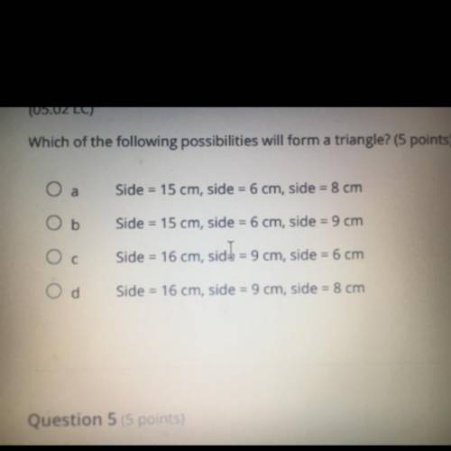 Which of the following will form a triangle?