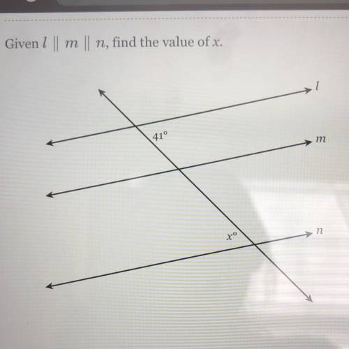 Help pls. Given l || m || n, find the value of x.