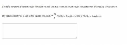 Find the constant of variation for the relation and use it to write an equation for the statement.