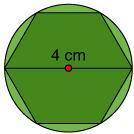 A regular hexagon is drawn inside of a circle so that each of its vertices touches the circle. The