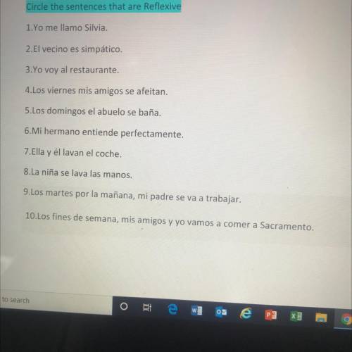 Spanish please help 
Circle the sentences that are Reflexive
Vlies