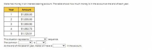 Maite has money in an interest-bearing account. The table shows how much money is in the account at