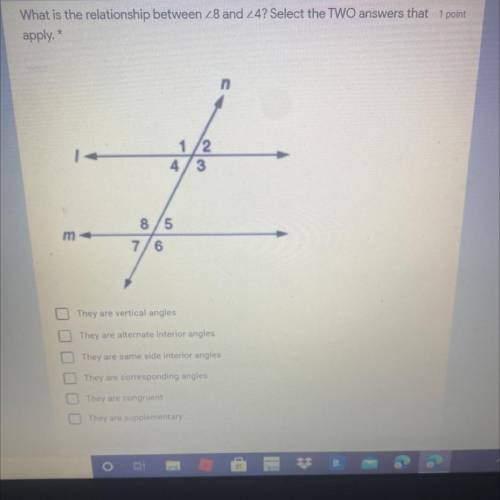 What is the relationship between <8 and <4? Select the TWO answers that apply. *pleasee helpp