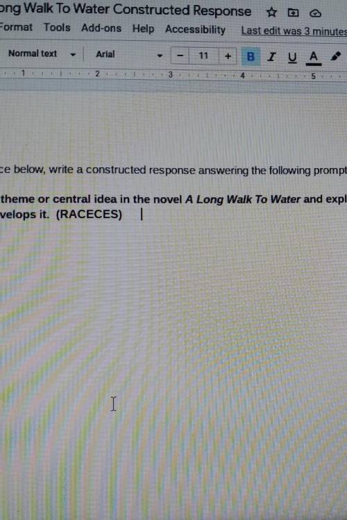 identify a theme or central idea and the novel A Long Walk to Water and explain how the author deve