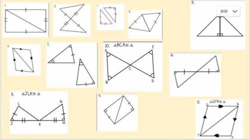 FOR A JACKPOT OF POINTS$$$ use SSS, SAS, ASA, AAS, HL, or non-congruent to identify these triangles