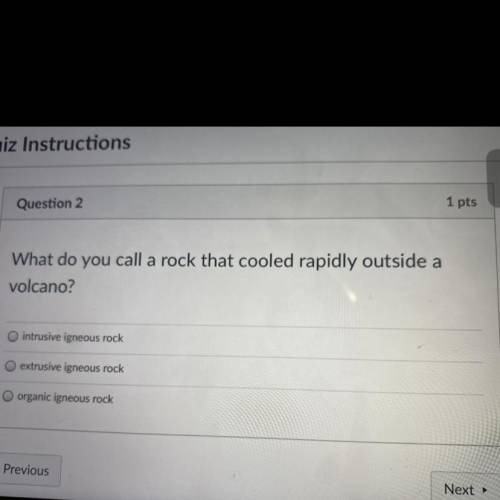 What do you call a rock that cooled rapidly outside a
volcano?