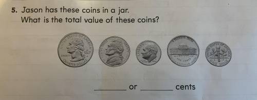 Jason has these coins in a jar. 
What is the total value of these coins?