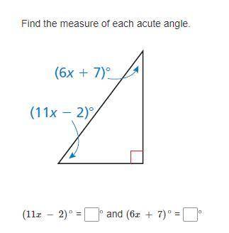 Find the measure of each acute angle.