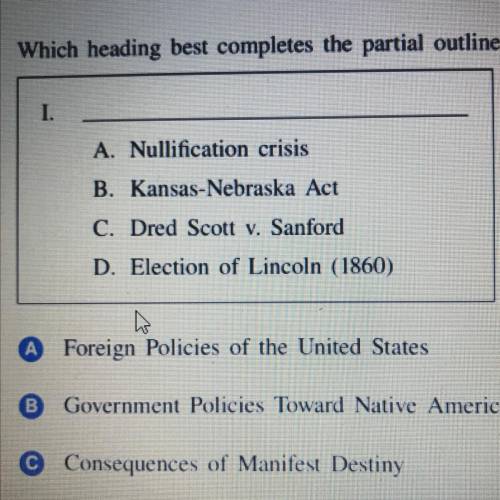 Which heading best completes the partial outline below?

A) Foreign Policies of the United States
