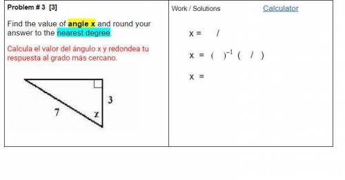 Find the value of angle x and round your answer to the nearest degree.