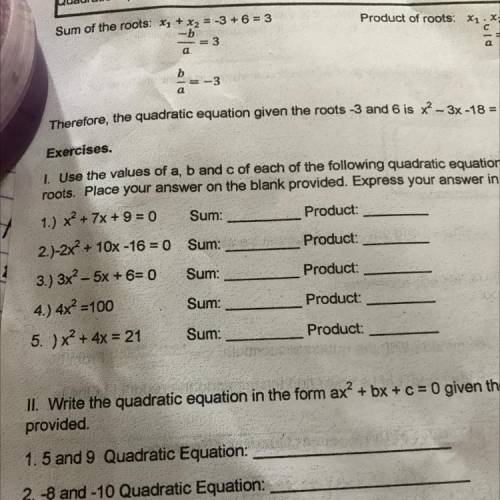 How to find the AB and C in the sum and the product of roots of quadratic equations

in number 4 g