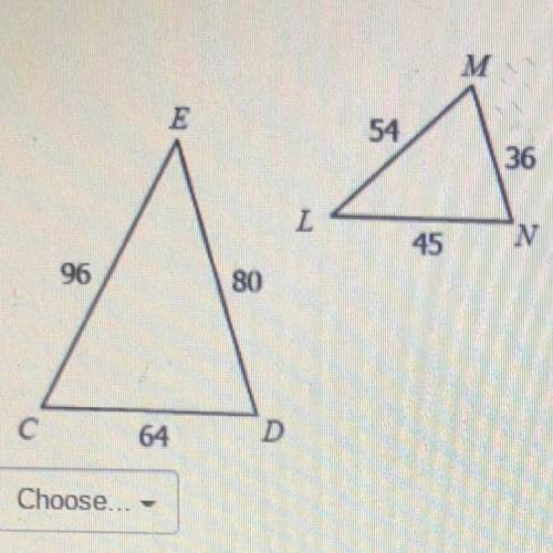 Determine whether the triangles are congruent by AA-, SSS ~, SAS , or not similar.