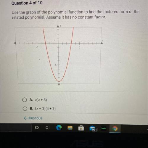 Question 4 of 10

Use the graph of the polynomial function to find the factored form of the
relate