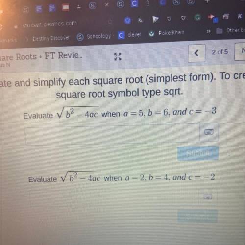 Evaluate and simplify each square root(simplest form). To create a square root symbol type sqrtt.