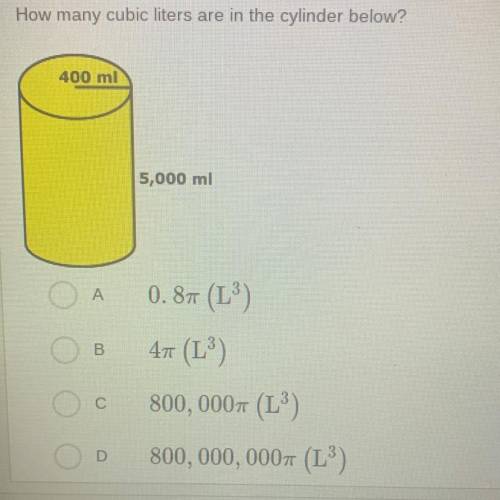 How many cubic liters are in the cylinder below?