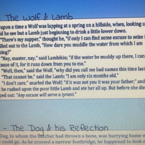 Rewrite the moral in ur own words. The wolf and the lamb by a aespa fables