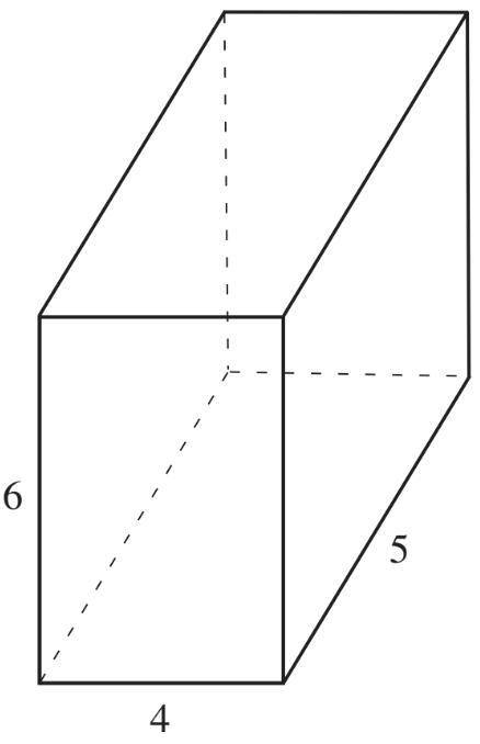 What is the volume, in cubic units, of the
rectangular box shown below?