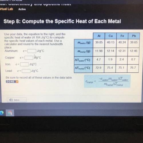 Use your data the equation to the right and the specific heat of water (4.184j/gc) to compute the s