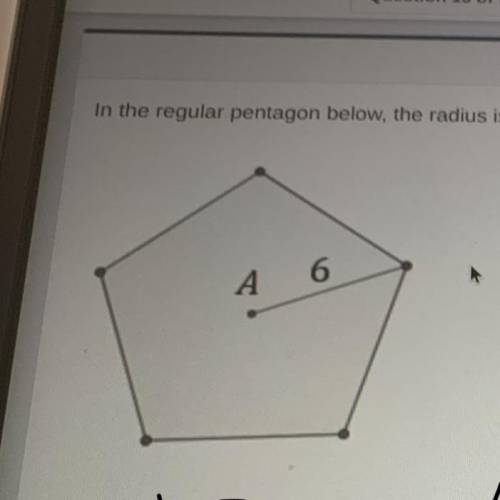 In the regular pentagon below, the radius is _____, apothem is____, and the side length is______.