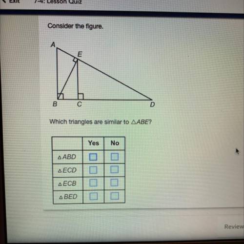 Which triangles are similar to ABE?