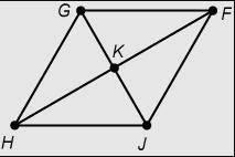 ​Quadrilateral HGFJ ​ is a rhombus. GF=27 cm and m∠GHK=34°.

What is JF and m∠KGH?Enter your answe